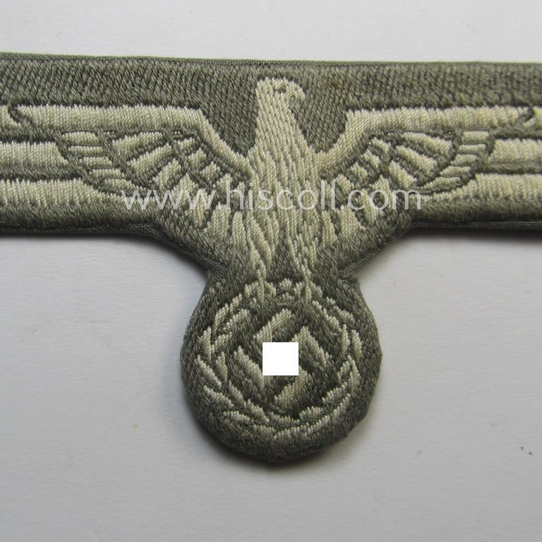 Attractive - and scarcely found! - WH (Heeres) early- (ie. pre)-war-period- and/or greyish-white-coloured breast-eagle of the so-called: 'M37-pattern' (ie. 'Brustadler für Mannschaften u. Uffz.') as was executed in the neat 'BeVo'-weave pattern