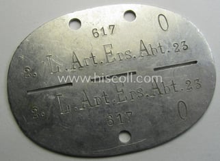 Aluminium-based, WH (Heeres) 'Artillerie'- (ie. artillery-) related ID-disc...
