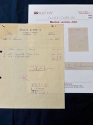 VERY RARE JOHN LENNON (BEATLES) HAND SIGNED RECEIPT...