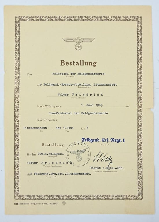 German WH Feldgendarmerie Document Grouping