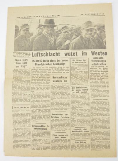 Allied WW2 Droppingsflyer 'Nachrichten für die Truppe' 28 September 1944.