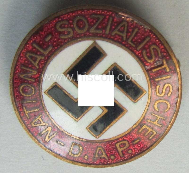 'Variant'- (ie. smaller-sized) 'N.S.D.A.P. - Parteiabzeichen' showing the makers'-designation: 'RzM' and/or: '75'