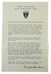 US WW2 Eisenhower D-Day Letter 6 June 1944