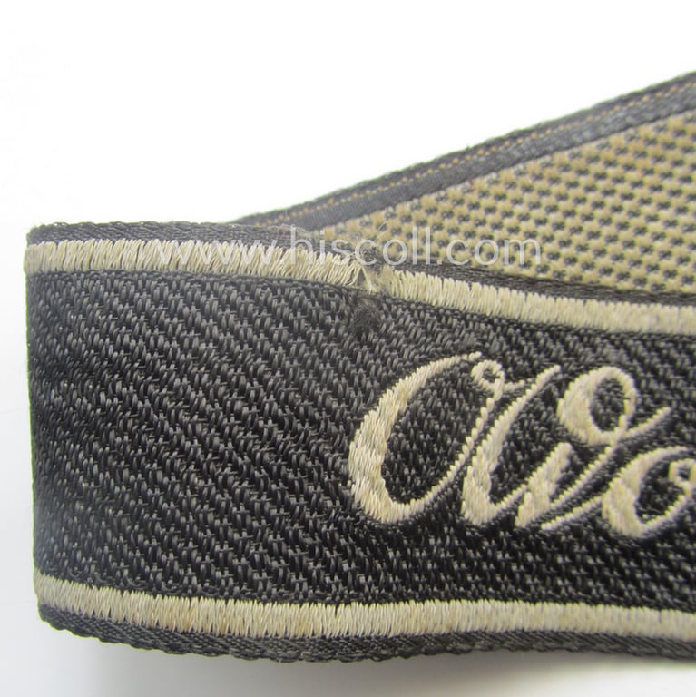 Superb - and just minimally worn and/or tunic-removed! - Waffen-SS 1943/44-pattern cuff-title (ie. 'Ärmelstreifen') in typical 'BeVo'-weave-pattern as was intended for a member within the: 1. SS-Panzer-Division "Leibstandarte-SS Adolf Hitler"