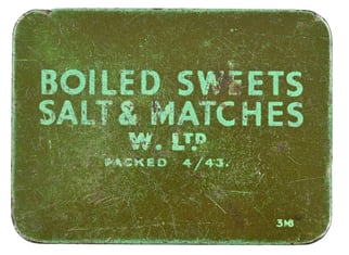 British WW2 Tin can of Boiled Sweets, Salt...