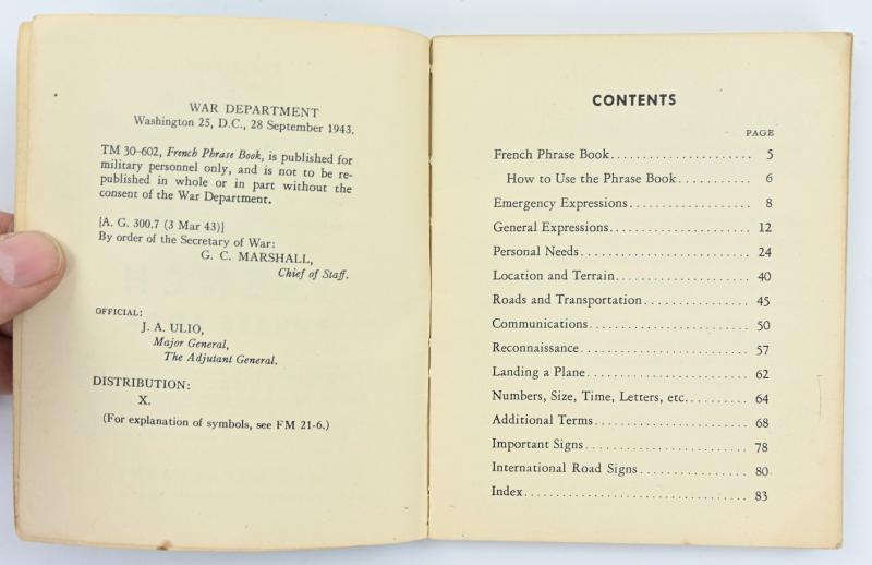 US WW2 French Phase Book 1943