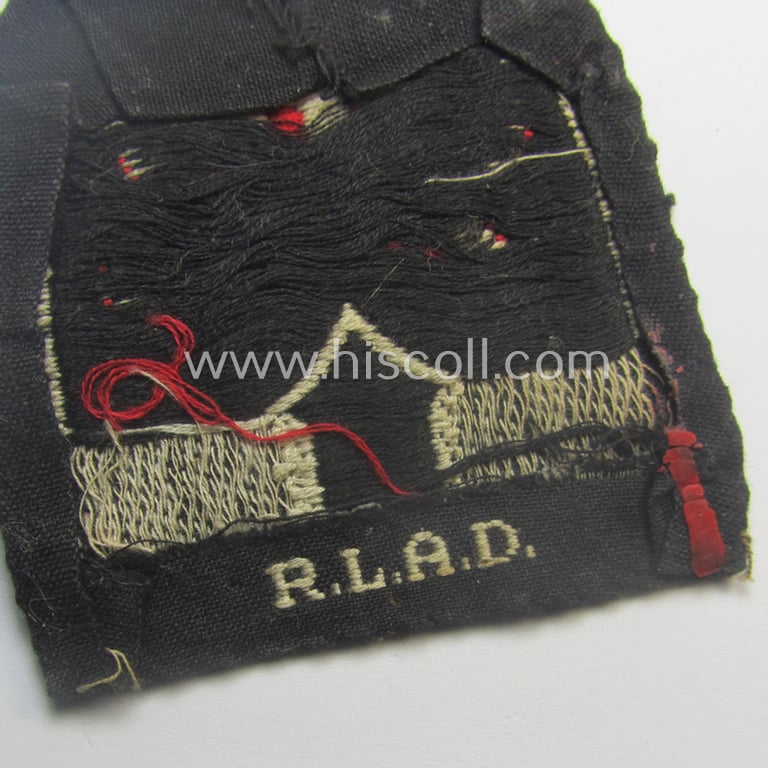 Truly used, EM- (ie. NCO-) pattern, so-called: RAD (ie. 'Reichsarbeitsdienst') sleeve-badge (or: 'Dienststellenabzeichen') bearing the specialist- ie. unit designation: '206/8' and that came with 3 photographs of its bearer