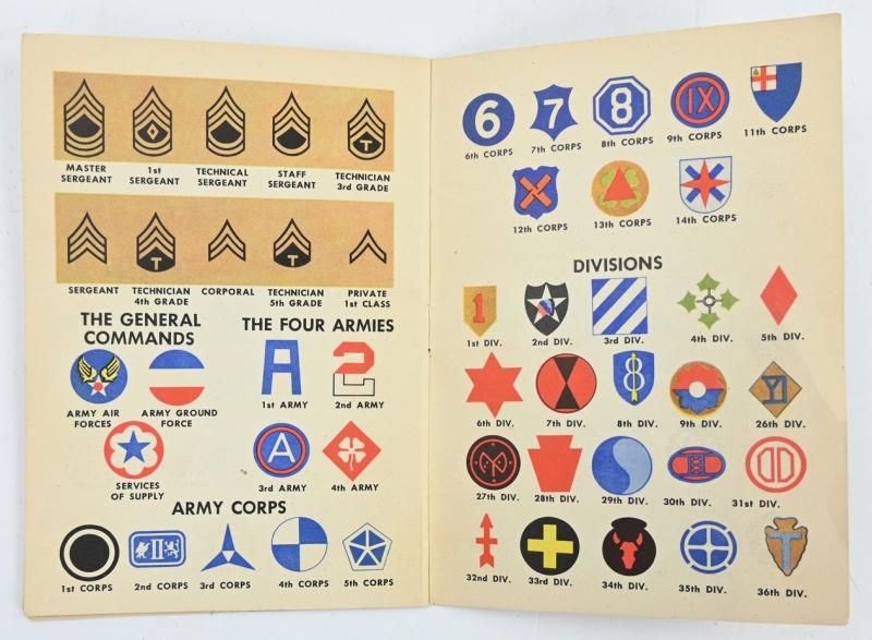 US WW2 US Army Navy Marine Corps Insignia Pocket Booklet
