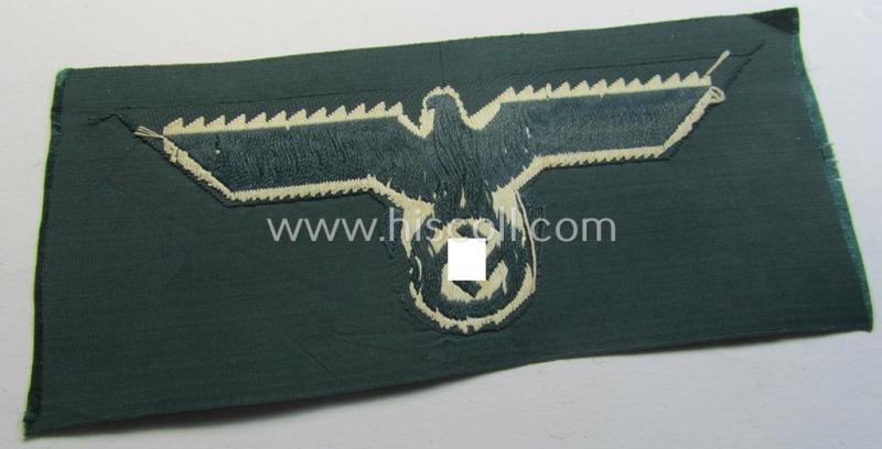 'Virtually mint ie. unissued' example of a WH (Heeres) early- (ie. pre-war-) period- and/or white-coloured breast-eagle of the: 'M36'- (ie. 'M40'-) pattern as was executed in the 'BeVo'-weave pattern on a darker-green-coloured background