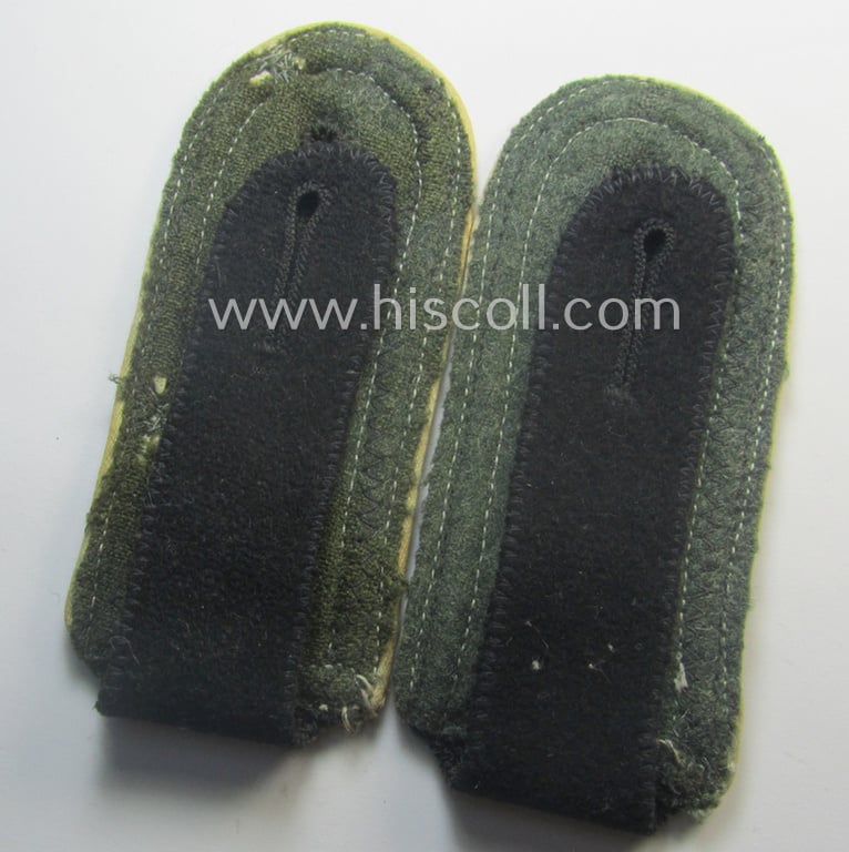 Stunning pair of Waffen-SS NCO-type shoulderstraps as piped in the white-coloured branchcolour as was intended for usage by an: 'SS-Oberscharführer' who served within the: 'Waffen-SS Infanterie-Trpn.'