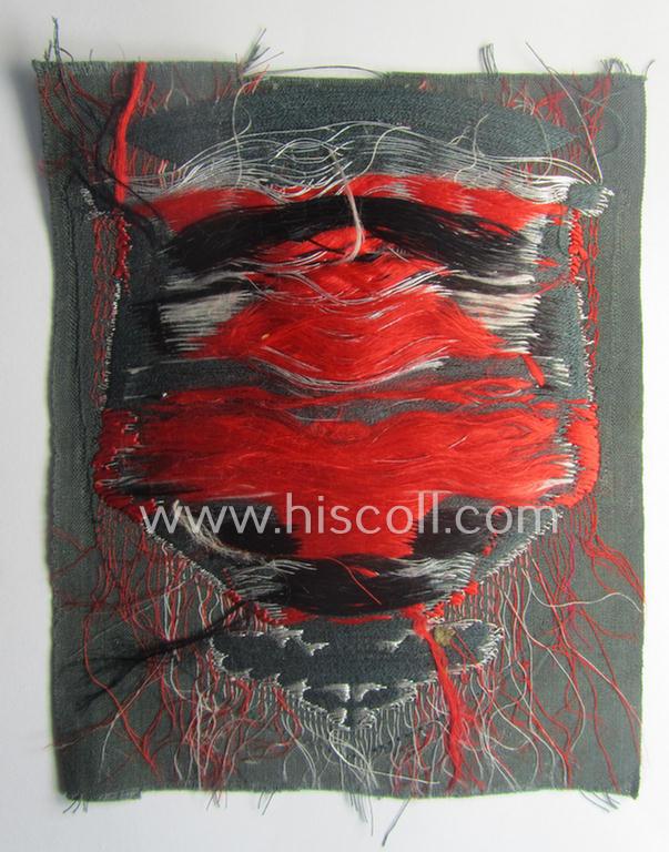 WH (Heeres), flat-wire- (ie. 'BeVo'-) woven 'Ärmelabzeichen für Fahnenträger des Heeres' as was intended for a soldier (ie. NCO) who served within a: '(Sturm)Artillerie'-unit