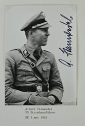 Signature of Waffen-SS Knight's Cross Recipient 'Albert Stenwedel'