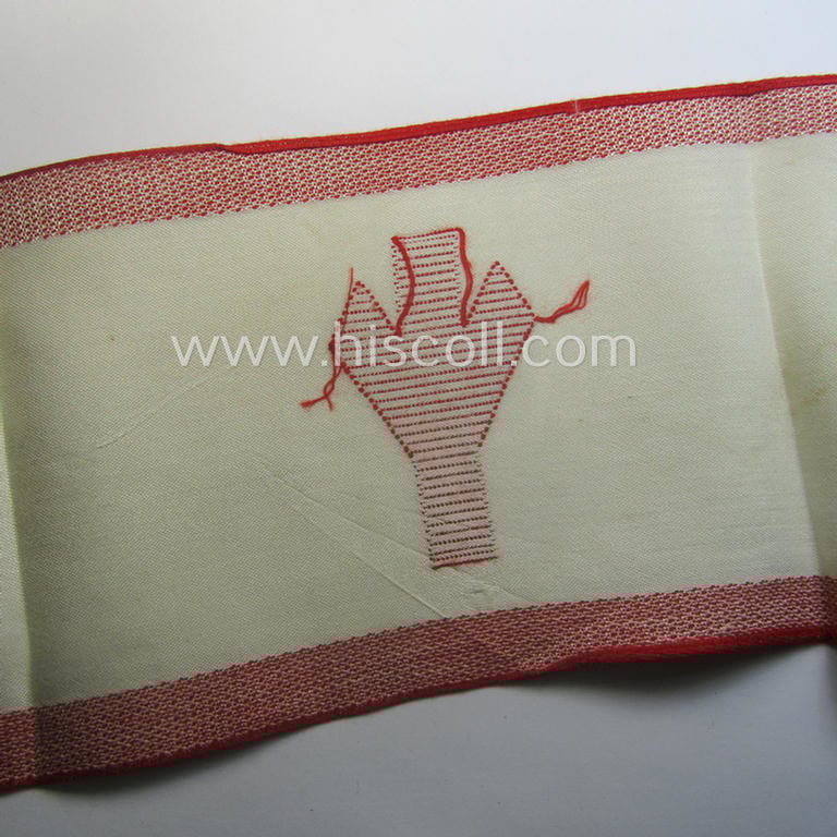 Superb, N.S.K.K.- (ie. 'National Socialistischer Kraftfahr Korps') armband (ie. 'Führer-Armbinde für Feldscher') as executed in 'BeVo'-weave pattern (being a minimally used and/or worn example)