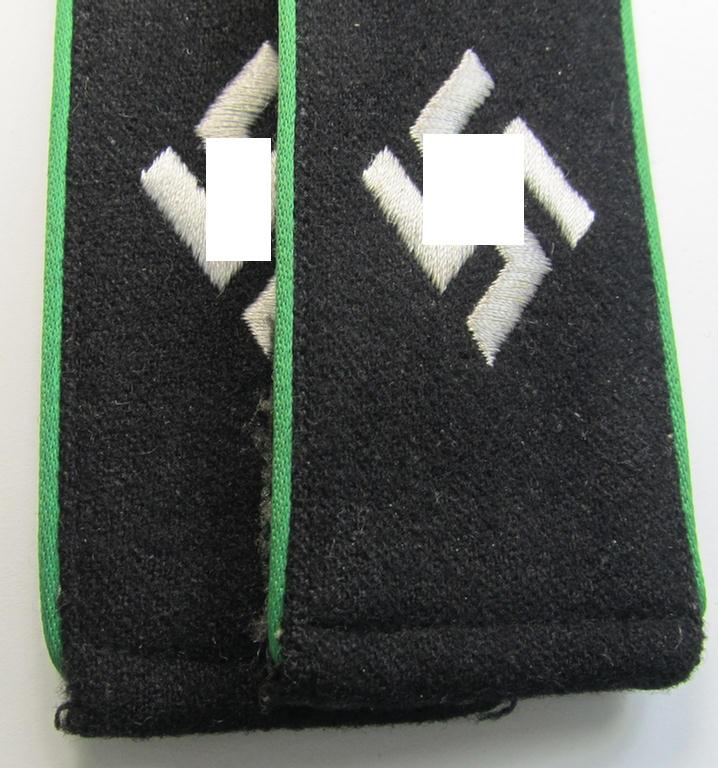 Attractive - and actually scarcely encountered! - pair of EM- (ie. NCO-) type shoulderstraps as was intended for usage by a member who served within the 'Sicherheitsdienst'- (ie. 'SD'-) related so-called: 'Schützmannschaften' (ie. 'Schuma')