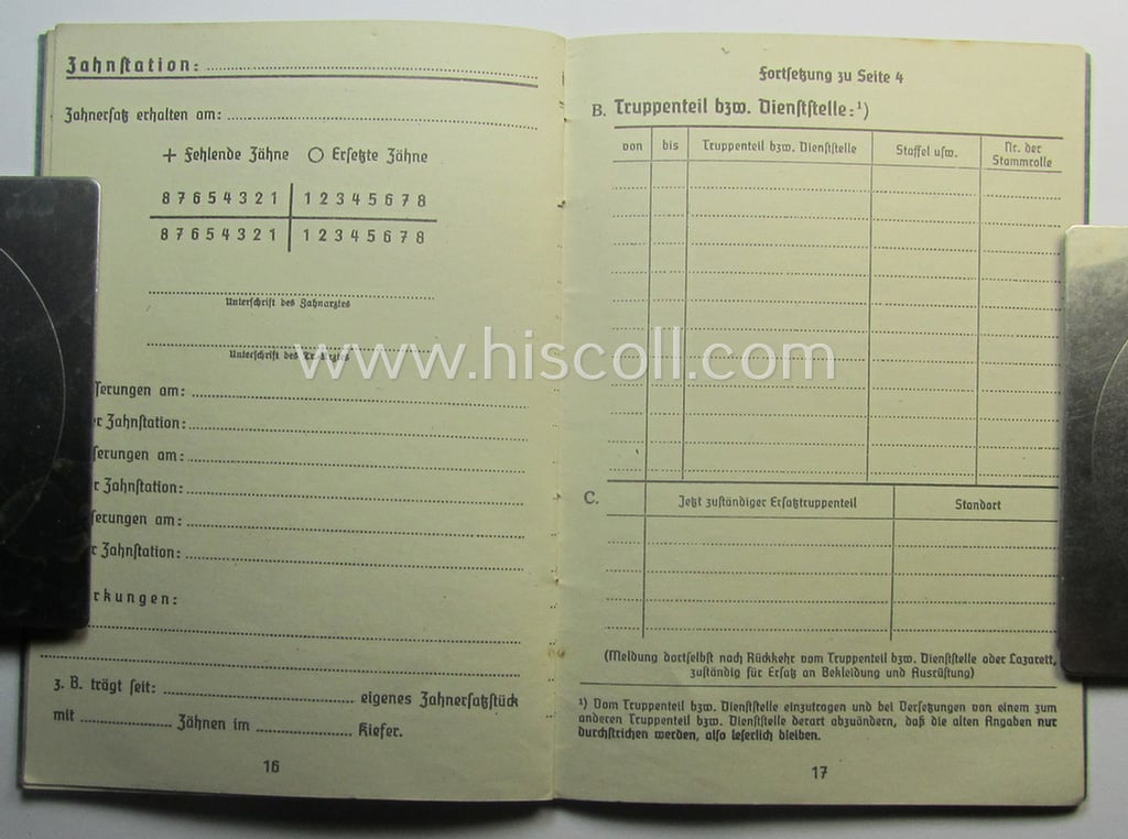 'Virtually mint- ie. unissued'- example of a: WH (Luftwaffe) 'Soldbuch' (ie. pay-book)