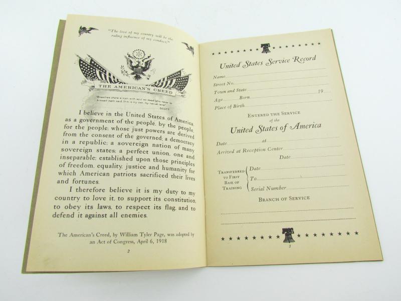 US WWII Service Record Book - Unissued