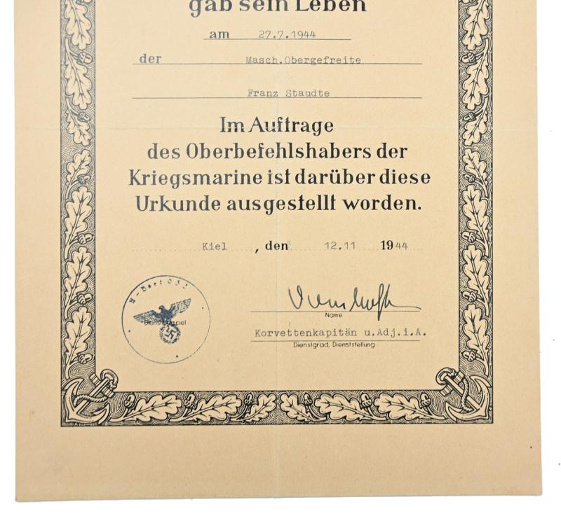 German KM Death Certificate