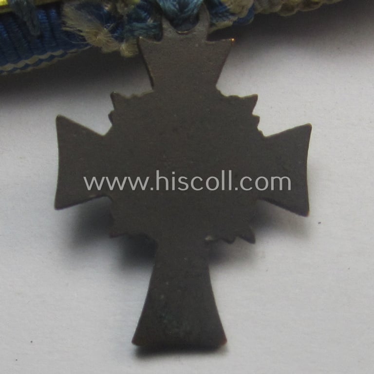 Unusually seen - and very small-sized! - miniature of an: 'Ehrenkreuz der deutschen Mutter - dritte Stufe' (or: bronze-class mothers'-cross) being a (typical) non-maker-marked example