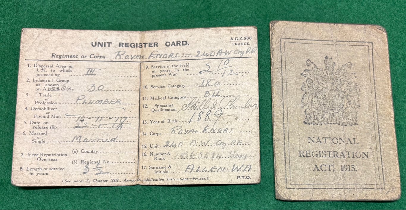 WW1 Paybook and Documents-363474 Sapper Allen RE