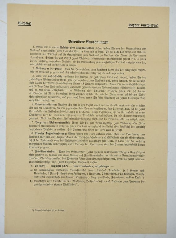 German Third Reich Volksstrum Letter