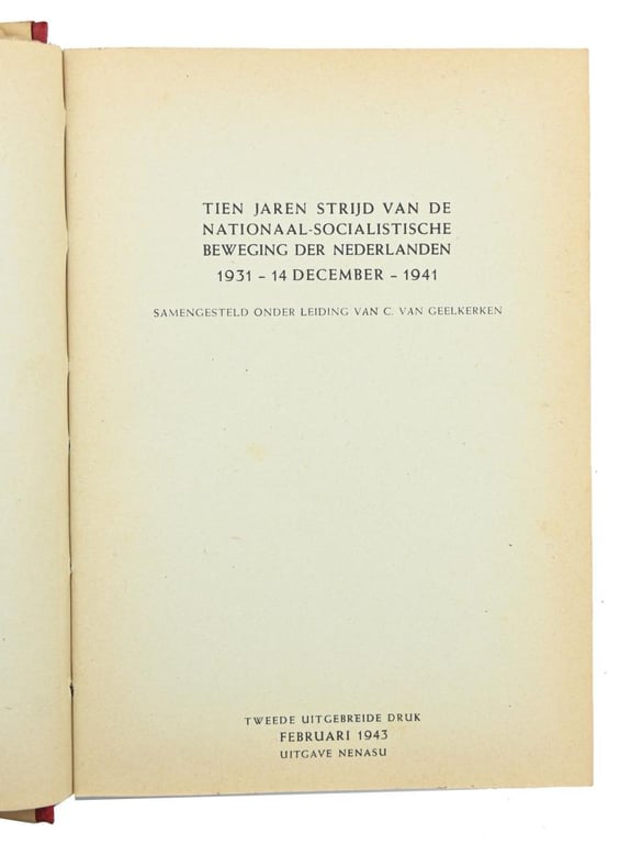 Dutch NSB Party Book 'Voor Volk en Vaderland'