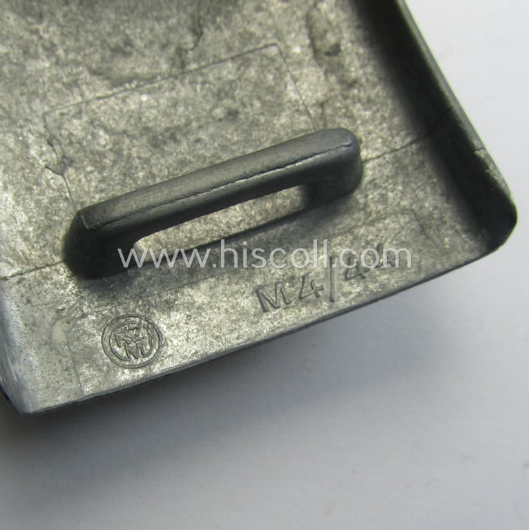Superb, HJ (ie. 'Hitlerjugend') zinc- (ie. 'Feinzink'-) based- (and/or unusually 'molded'-pattern!) belt-buckle being a maker- (ie. 'RzM M4/44'-) marked example that still retains its period etiket