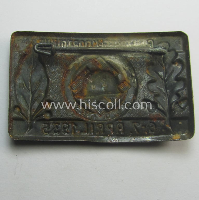Commemorative, 'Nat.Soz. Deutscher Frontkämpferbund Stahlhelm'- (or: 'N.S.D.F.B.St.'-) related 'tinnie': 'Gau-Treffen Dortmund - 6.-7. April 1935'