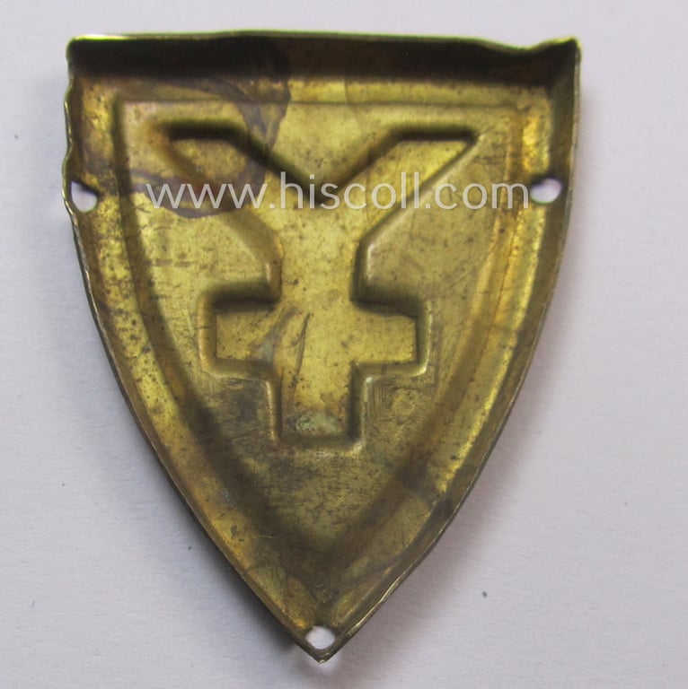 Attractive - and actually not that easily encountered! - WH (Heeres) 'Panzer'-related lapel-pin (ie. 'Traditions- o. Erinnerungsabzeichen') as was worn by members of the '16. Panzer-Div.'