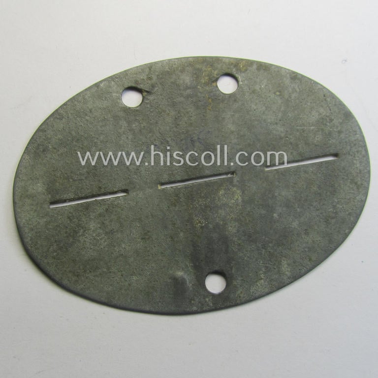 Neat, 'Feinzink'-based WH (Heeres) ID-disc (ie. 'Erkennungsmarke') bearing the clearly stamped unit-designation: 'Lds.Schtz.Ers.Komp. 3/17' (being a disc as intended for a soldier that served within the: 'Landesschützen-Ersatz-Battailon 17')