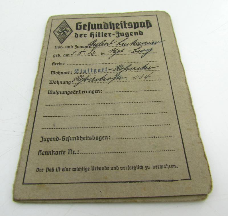 Hitlerjugend (HJ) Gesundheitspass
