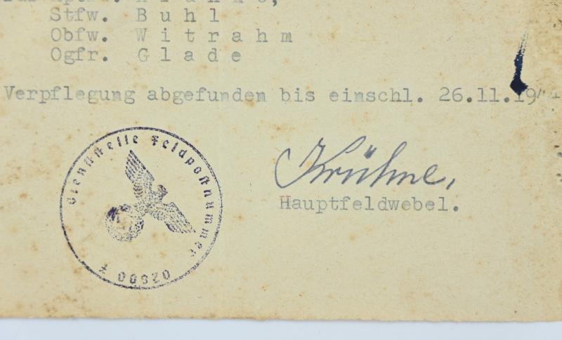 German WH Feldgendarmerie Message 1944