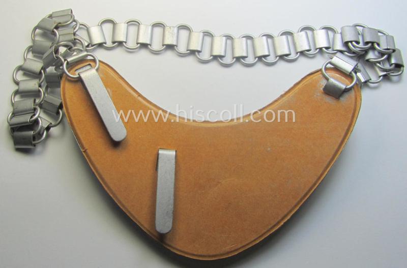 Superb - and 'virtually mint'! - example of a WH (Heeres) gorget (ie. 'Brustschild o. Ringkragen') entitled: 'Feldgendarmerie' being a non-maker-marked example that comes mounted onto its period-attached chain (ie. 'Kette')