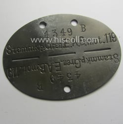 Zinc-based, WH (Heeres) 'Grenadiere'-related ID-disc bearing the clearly...