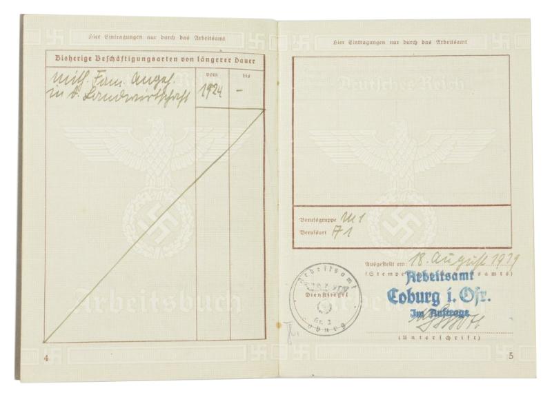 German Third Reich Workers Pass