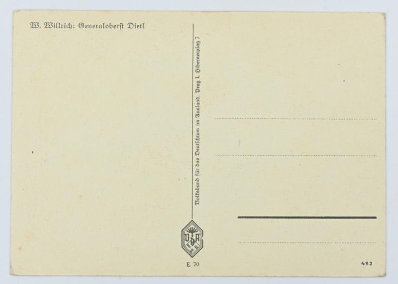 German WH Willrich Postcard 'Generaloberst Dietl'