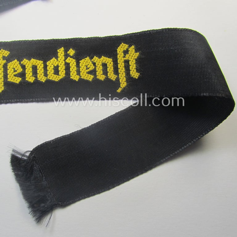 Superb example of the - actually quite scarcely encountered! - HJ ('Hitlerjugend') armband ie. cuff-title, entitled: 'HJ-Streifendienst' (being a full-length example that was carefully tunic- and/or shirt-removed)