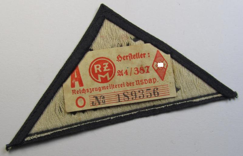 Superb, 'HJ' ('Hitlerjugend') ie. 'BDM' ('Bund Deutscher Mädel') district-triangle (ie. 'Gebietsdreieck') entitled: 'Südost Kärnten' (being an example that still retains its period-attached 'RzM'-etiket)