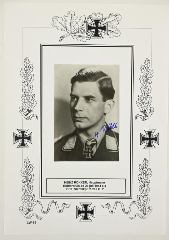 Signature of Luftwaffe KC Recipient 'Heinz Rökker'