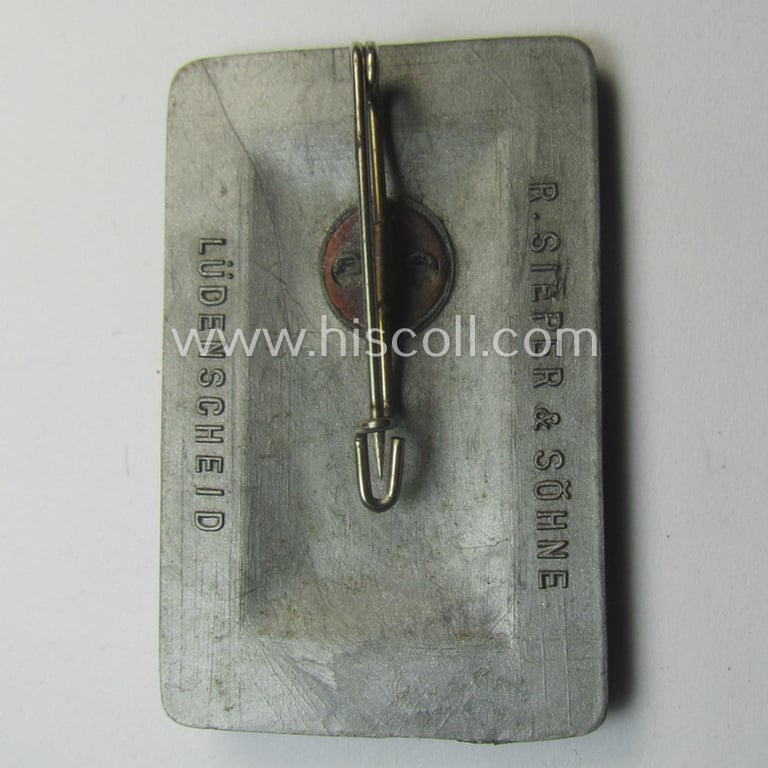 Commemorative, resin-based SA- (ie. 'Sturmabteilungen'-) related 'tinnie', being a maker- (ie. 'R. Sieper & Söhne'-) marked example depicting a Viking-ship & SA-logo coupled with the text: 'Nordsee SA-Sportwettkämpfe 1938'