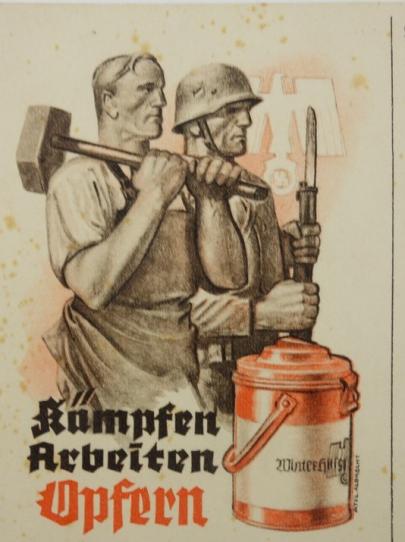 German WHW Postcard "Kämpfen Arbeiten Opfern"
