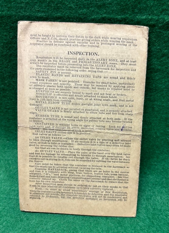 1918 Box Respirator Drill and Inspection with Photo