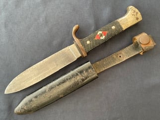 WW2 GERMAN HITLER YOUTH KNIFE WITH MOTTO AND...