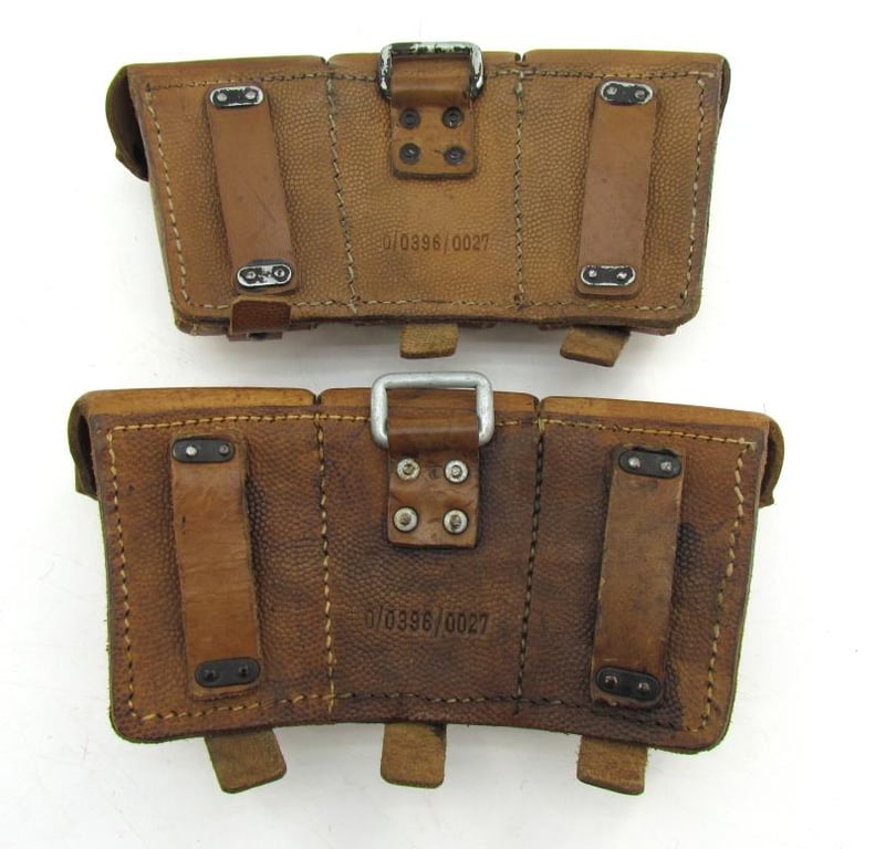 RARE matching set of brown leather K98 ammunition pouches