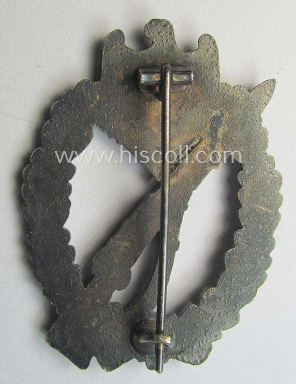 'Infanterie Sturmabzeichen in Silber' being a non-maker-marked, so-called: 'solid-back- ie. copper-coated'-example as was (I deem) produced by the: 'E. Ferd. Wiedmann'-company