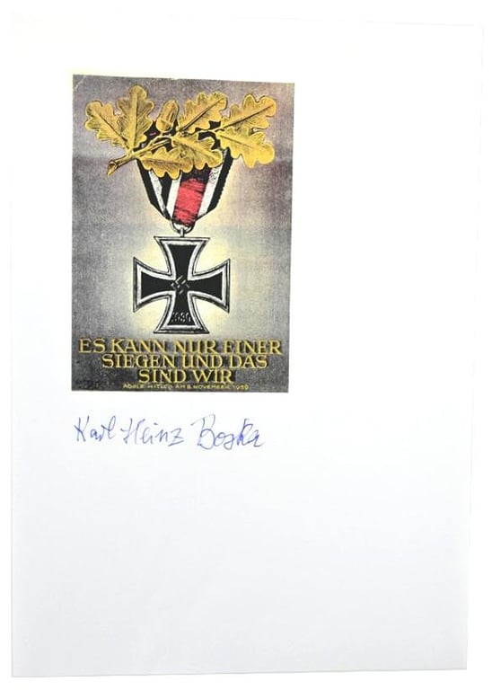 Signature of Waffen-SS KC Recipient 'Karl-Heinz Boska'