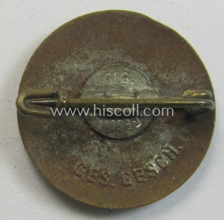 Attractive, multi-coloured- and nicely enamelled membership-lapel-pin (ie. 'Mitgliedsabzeichen' as was intended to signify membership within the: 'DJ' (or: 'Deutsches Jungvolk in der HJ') being a neat, non-maker-marked specimen of the 1st patte...