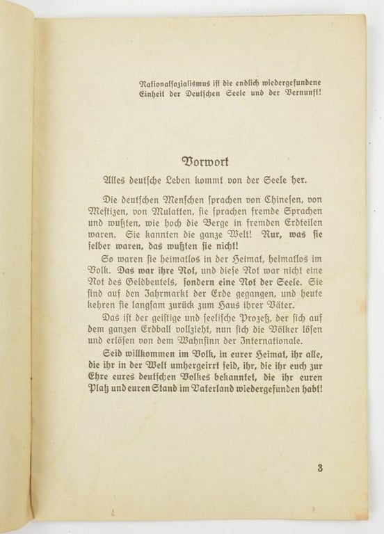 German Third Reich Propaganda Booklet 'Nationalsozialismus und Volk'