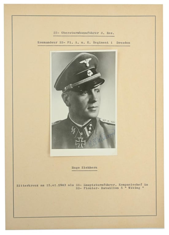 Postcard with Signature of Waffen-SS KC Recipient 'Hugo Eichhorn'