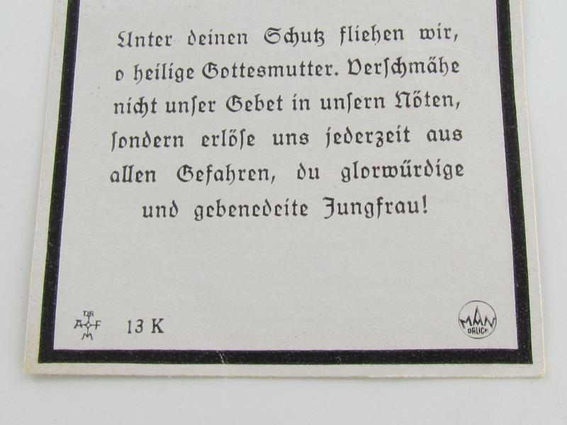 Luftwaffe radio operator Death Card