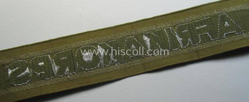 Superb, 'BeVo'-like cuff-title (ie. 'Ärmelstreifen') entitled: 'Afrikakorps' being a presumably issued but never worn example that comes in an overall very nice- (ie. non-shortened- and never tunic-attached-), condition